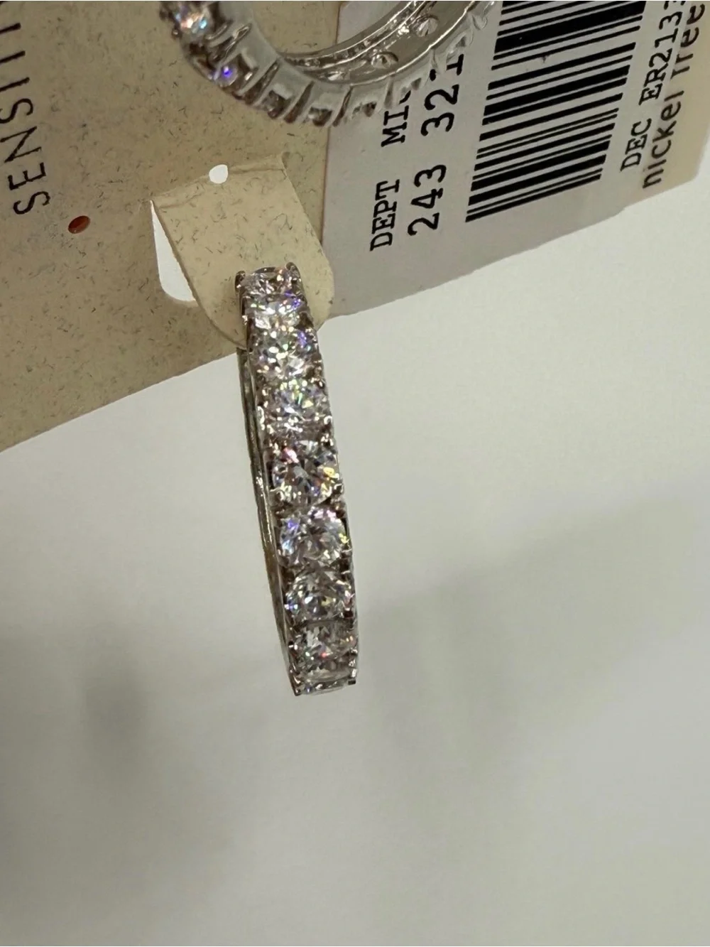Preston & York Silver Hoop Earrings with Clear Stones